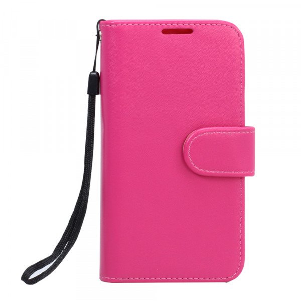 Wholesale Galaxy S6 Premium Flip Leather Wallet Case with Strap (Hot Pink)